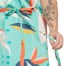 Vestido Plus size longo de Poliéster com fendas laterais verde-água Manuela