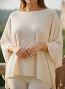 Conjunto Off White Elegante em Malha Texturizada