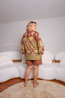Kimono Estampado Marrom boho Plus Size em Viscose