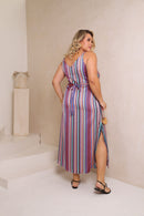 Vestido longo listrado Chic Feminino Bruna