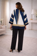 Conjunto Kimono Estampado de Calça Preta – Elegância e Versatilidade do 44 ao 54