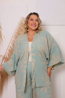Conjunto Plus size Chic Calça e Kimono elegante