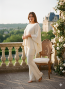 Conjunto Off White Elegante em Malha Texturizada