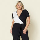 Macacão Feminino de Malha preto e branco Plus Size