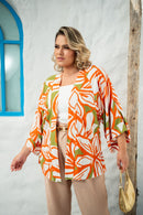 Kimono plus size tamanho grande em viscose estampada