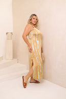Vestido longo dourado Chic Feminino Mariana