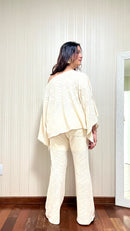 Conjunto Off White Elegante em Malha Texturizada
