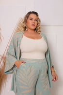 Conjunto Plus size Chic Calça e Kimono elegante