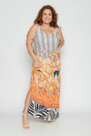 Vestido plus size longo com fendas