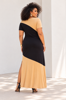Vestido longo plus size em viscolycra com brilho