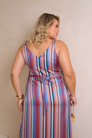 Vestido longo listrado Chic Feminino Bruna