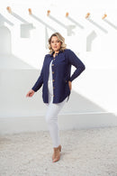Camisa feminina estilo jeans plus size