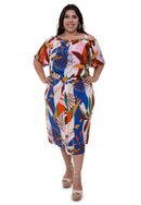 Conjunto Plus size Midi com blusa ciganinha Azul Natali