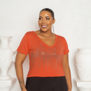 Blusa feminina plus size em malha com brilho