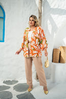 Kimono plus size tamanho grande em viscose estampada