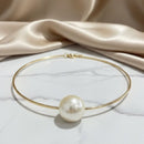 Colar Aro Dourado com Pérola Central e Banho de Ouro