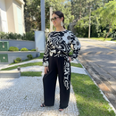 Conjunto de calça  e Blusa Preto e Branco Plus Size – Elegância Atemporal com Conforto Absoluto