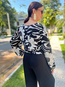 Conjunto de calça  e Blusa Preto e Branco Plus Size – Elegância Atemporal com Conforto Absoluto