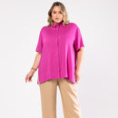 Camisa feminina plus size em viscolinho elegante