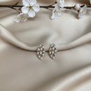 Brinco Folha com Zircônias Baguete – prata Moderno e Sofisticado