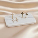 Kit Brinco Feminino de Cruz com Zircônias – Dourado, Pequeno e Médio | Acessório Religioso e Elegante