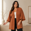 Kimono Alongado em Malha de Tricô com Cinto – Plus Size