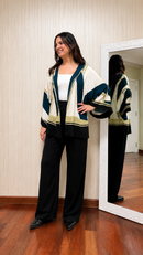 Conjunto Kimono Estampado de Calça Preta – Elegância e Versatilidade do 44 ao 54