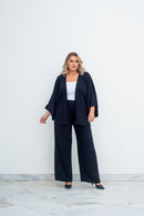 Conjunto Feminino Plus Size e Midsize Kimono com Calça semi pantalona Preta – Elegância e Conforto