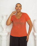 Blusa feminina plus size em malha com brilho