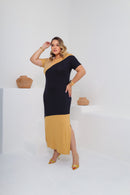Vestido longo plus size em viscolycra com brilho