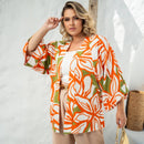 Kimono plus size tamanho grande em viscose estampada