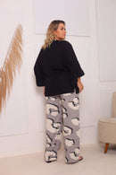 Conjunto Plus size Chic Calça e Kimono estiloso