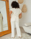 Conjunto plus size chic calça e blusa em malha que não marca