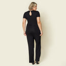 Macacão Feminino de Malha preto e branco Plus Size