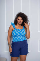 Cropped Plus Size de Laíse Azul Royal claro