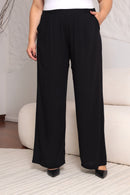 Conjunto Plus Size com Cardigan Estampado Manga Longa e Calça Pantalona Preta – Tamanhos 44 ao 54