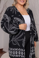 Conjunto Plus Size com Cardigan Estampado Manga Longa e Calça Pantalona Preta – Tamanhos 44 ao 54