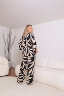 Conjunto Plus Size Kimono e Calça semi pantalona estampado Look Elegante e Confortável