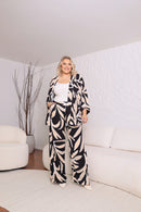 Conjunto Plus Size Kimono e Calça semi pantalona estampado Look Elegante e Confortável