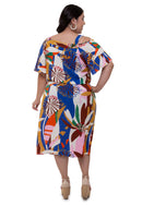 Conjunto Plus size Midi com blusa ciganinha Azul Natali
