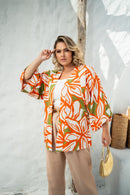 Kimono plus size tamanho grande em viscose estampada