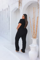 Conjunto Plus Size Preto com Blusa e Calça Pantalona – Tamanhos 44 ao 54