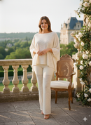 Conjunto Off White Elegante em Malha Texturizada