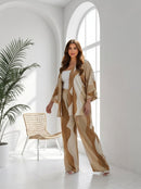 Conjunto Plus size Chic  Calça e Kimono Caramelo