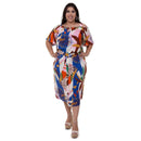 Conjunto Plus size Midi com blusa ciganinha Azul Natali