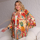 Kimono Estampado Plus Size em Viscose
