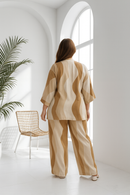 Conjunto Plus size Chic  Calça e Kimono Caramelo