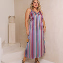 Vestido longo listrado Chic Feminino Bruna