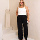 Calça alfaiataria plus size preta chic