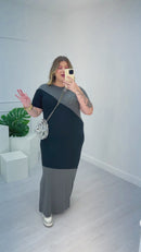 Vestido longo plus size de malha em viscolycra que não marca